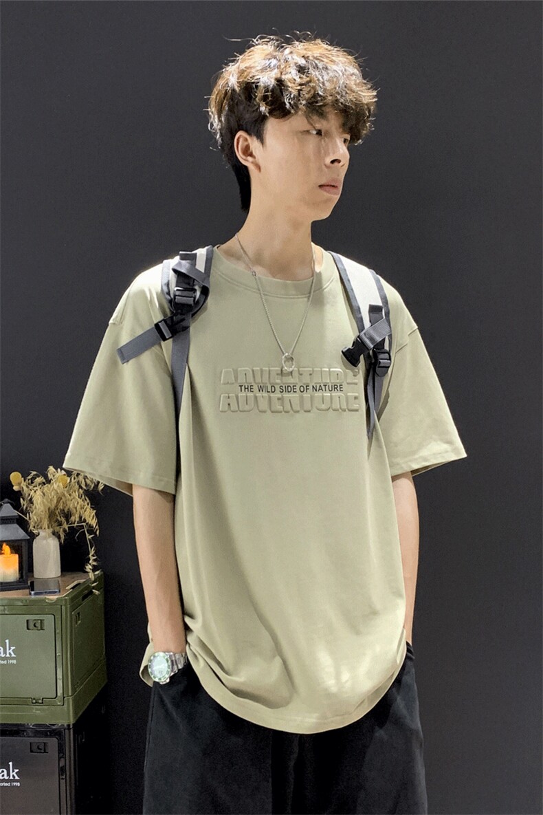现货502-2-FT109-38钢印立体字母短袖男图片