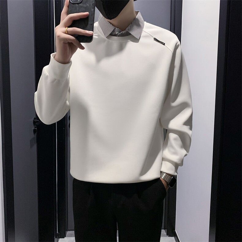 B340WY6635特P6898店主风无头风衬衫领假两件卫衣男,男装衬衫,电商B340