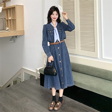 25秋季新款现货牛仔连衣裙配丝巾腰带2C087-2518-P175-K23956/60，女装连衣裙，2C087