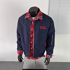 小众格子拼接假两件外套男秋复古工装飞行员夹克棒球服HH8561P70，男装夹克，星座1013-5