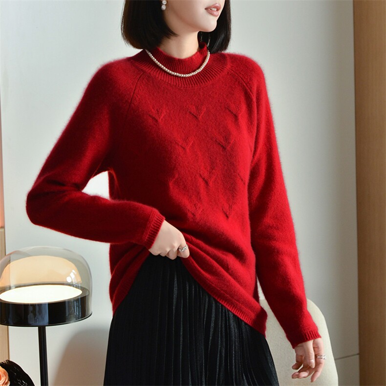 女士秋季新款简约百搭经典半高领羊毛衫，女装羊毛衫，宋氏羊绒