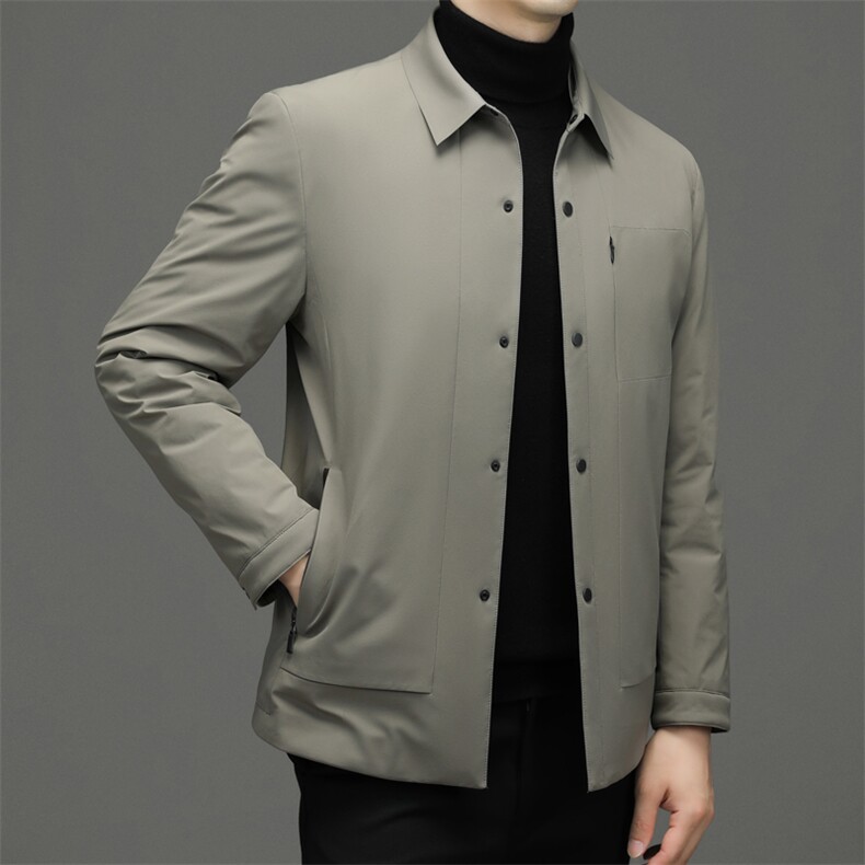 2023新款翻领纯色羽绒服男中年加厚保暖爸爸装冬季男士鹅绒外套,男装羽绒服,电商B212（原钱塘6029）