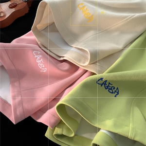 夏季新款字母印花多巴胺短裤平铺宽松 M~4XL XZ604-DK806-P35控48图片