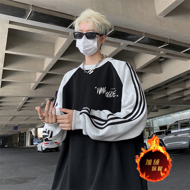 抖音得物供货提供视频秋冬重磅美式宽松织带圆领卫衣0754,男装卫衣,电商A486