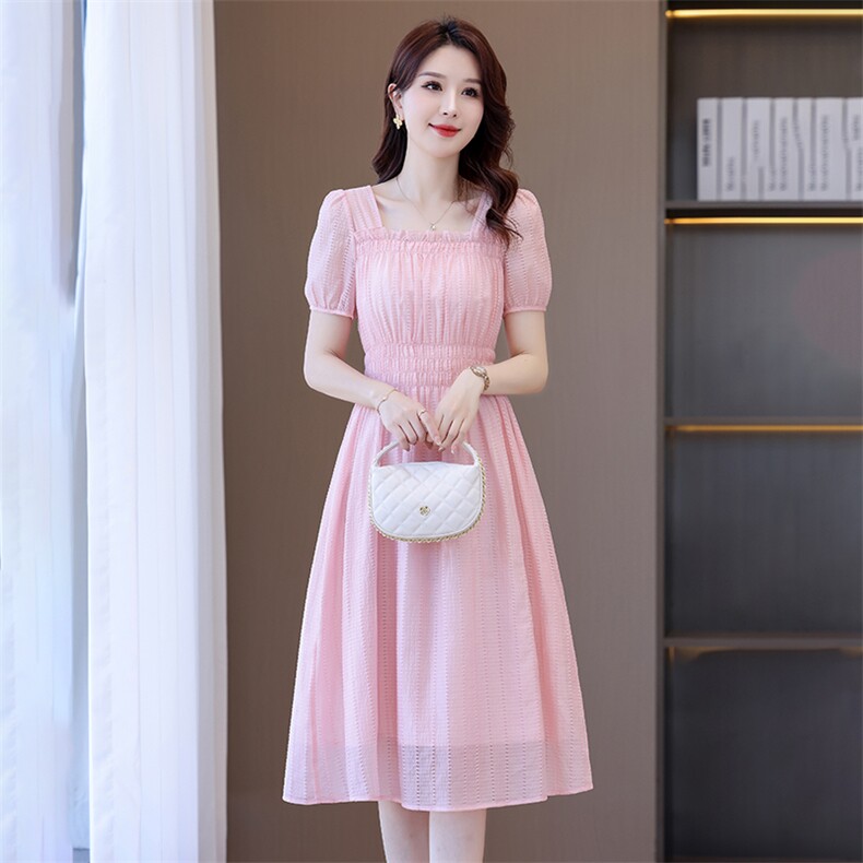 连衣裙女2024新款气质显瘦夏季短袖连衣裙,女装连衣裙,阳光伊恋