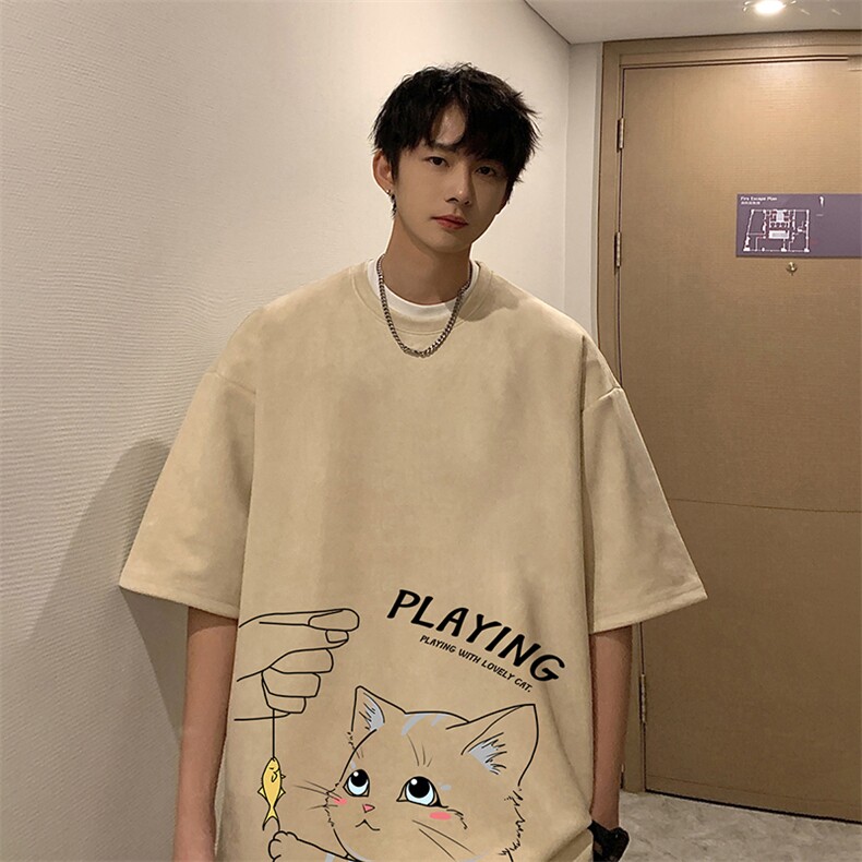 麂皮绒短袖t恤男大码半袖男 JD82129-P25图片