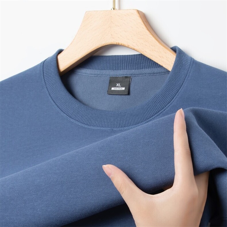男士长袖T恤纯棉商务休闲百搭中青年打底纯色圆领时尚卫衣,男装T恤,电商B212（原钱塘6029）