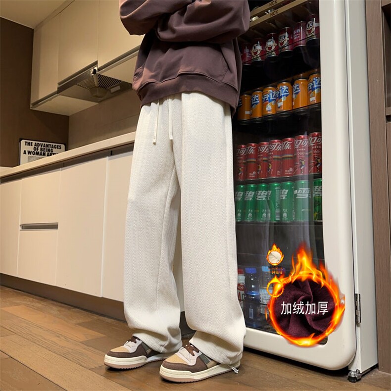 麦穗条加绒休闲长裤M-5XL特P45，男装卫衣，电商B325