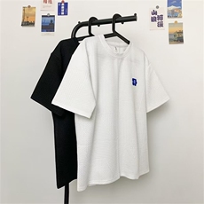 2025夏港风大码内搭圆领短袖华夫格男打底T恤T102-P28310B-1，男装T恤，星座310B-1