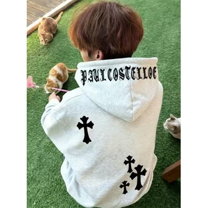 秋冬款双层帽连帽卫衣男加绒上衣印花款情侣潮ins外套WZ106