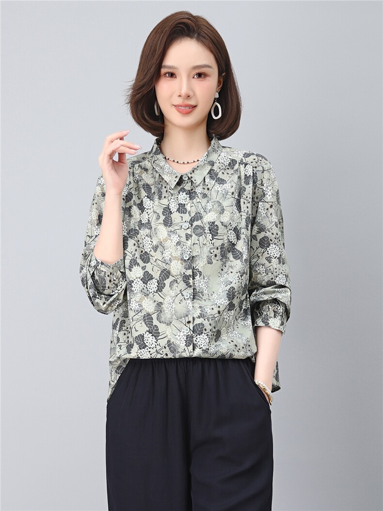 2025年秋季纯棉宽松型印花翻领上衣,女装衬衫,依恋蒂丝