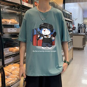 ！春夏新款纯棉宽松短袖T恤男士情侣体恤衫男DX27-P20图片