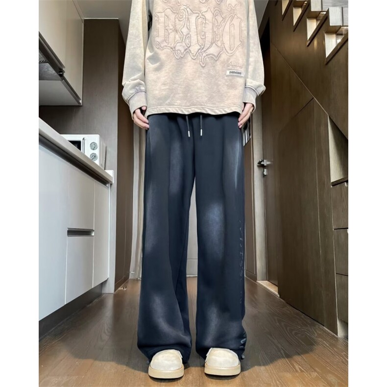 休闲裤男士韩版潮流高街百搭字母渐变色2024秋冬ins长裤K5807-P43,男装休闲裤,星座412-2