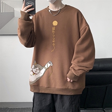 圆领卫衣男大码加厚加绒长袖t恤男S6013-P28加绒款-P33，男装卫衣，电商A040