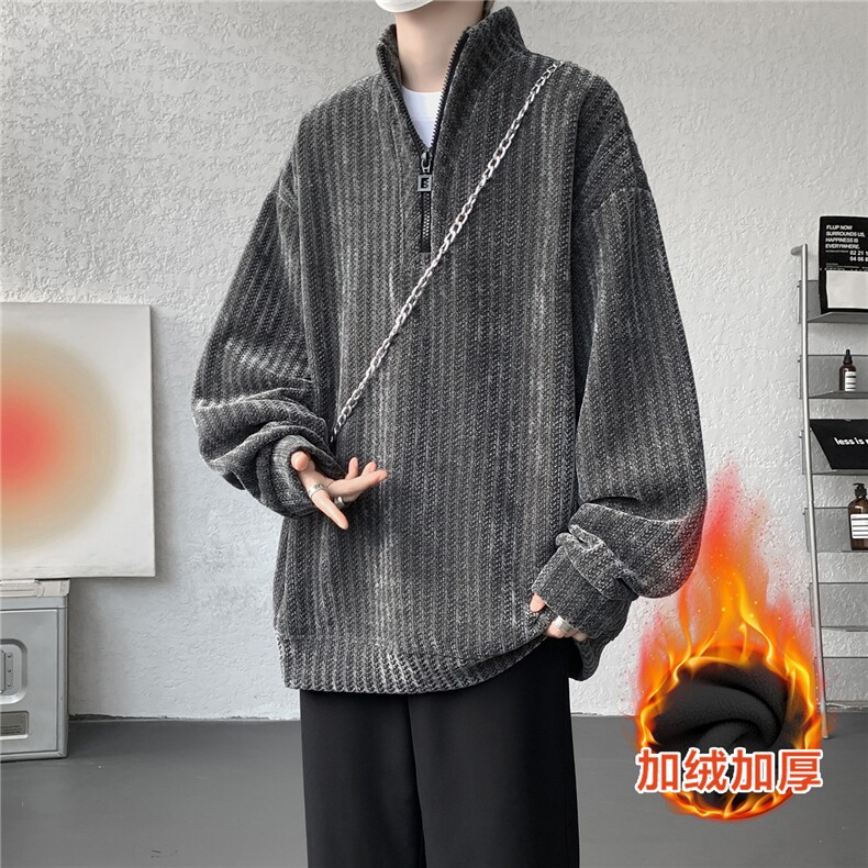 LW603特P45加绒55加厚半拉链卫衣大码解构设计套头衫重磅立领外套，女装短外套，电商B215