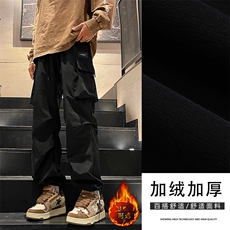 工装加绒裤直筒伞兵休闲长裤坠感百搭时尚K211特批38加绒特批48，男装休闲裤，星座718-1