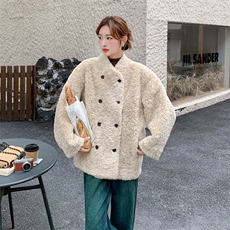有货OVERSIZE羊羔毛皮毛一体外套2C090-8981-P185-K278，女装棉衣/棉服，2C090