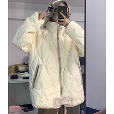 菱格羽绒棉服女2024新款加厚冬季棒球服oversize棉袄韩系棉衣外套，女装棉衣/棉服，星座506A