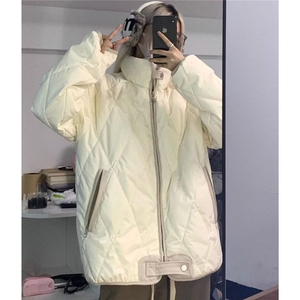 菱格羽绒棉服女2024新款加厚冬季棒球服oversize棉袄韩系棉衣外套图片