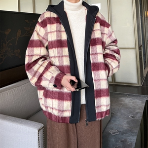 小香风秋装新款拼色男士毛呢港风连帽夹克外套 A071-JK108-P125图片