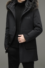 爸爸冬装脱卸内胆羽绒服中长款中年男保暖连帽外套男YL21903-P450，男装羽绒服，电商B212（原钱塘6029）