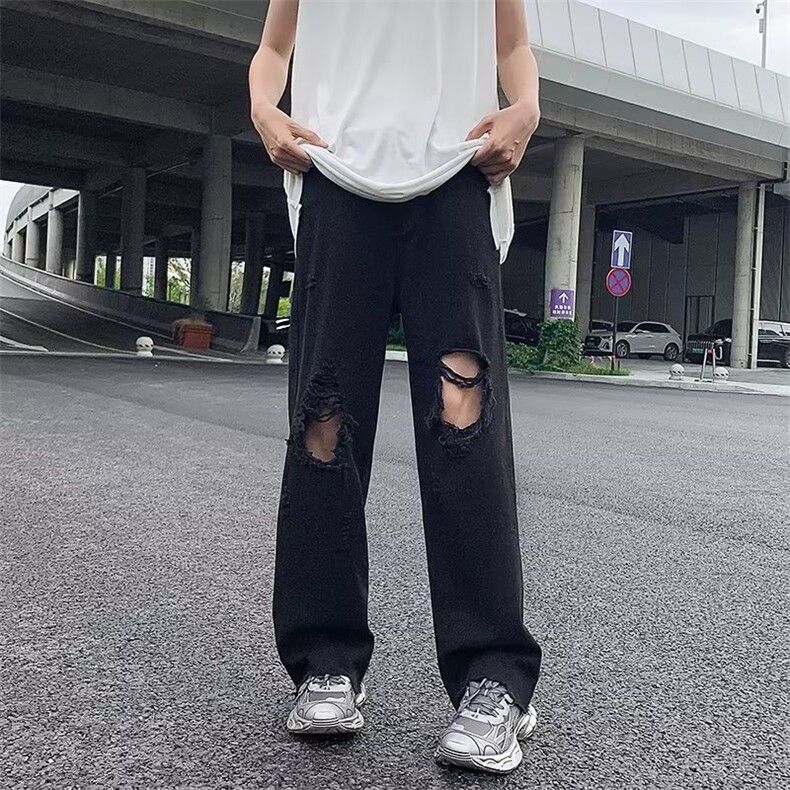 高街破洞牛仔裤男韩版潮流痞子帅气2023秋季新款ins长裤RK939-P39,男装牛仔裤,星座412-3