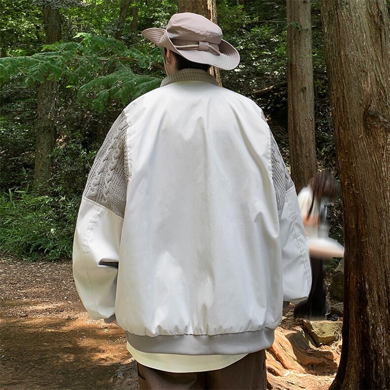 飞行员夹克潮牌美式针织拼接外套春秋宽松痞帅棒球服JK901-P65,男装夹克,星座1001-1