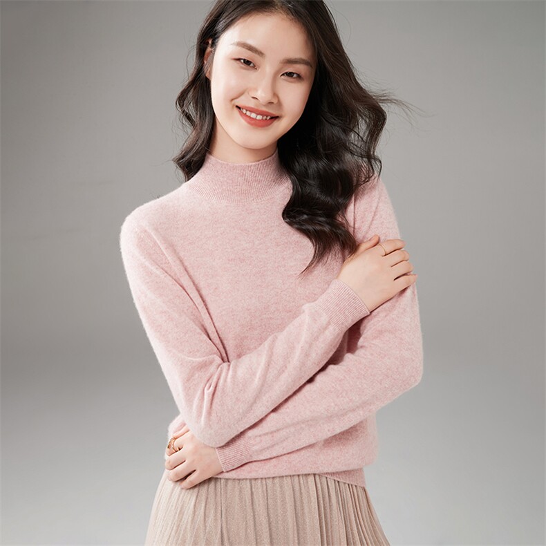 2025春秋新款羊绒衫女100纯山羊绒纯色套头长袖软糯百搭针织衫,女装羊绒衫,暖思纯羊绒