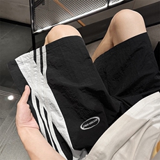 条纹撞色速干短裤男夏季薄款宽松五分裤FSDK246M-3XL特p30控58，男装牛仔裤，电商B219B
