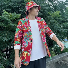 XZ01秋文艺男大码宽松西服东北大花潮牌开衫男女风民族特色，男装西服，星座115A(原星座507）