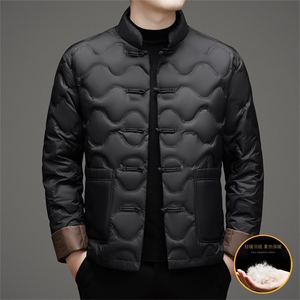 主推冬季新款90%白鸭绒羽绒服唐装男中老年风复古新中式唐装