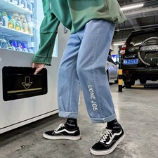 百搭老爹宽松直筒潮流港风坠感阔腿九分牛仔裤男1008-2-k937-p35,男装牛仔裤,星座1008-2