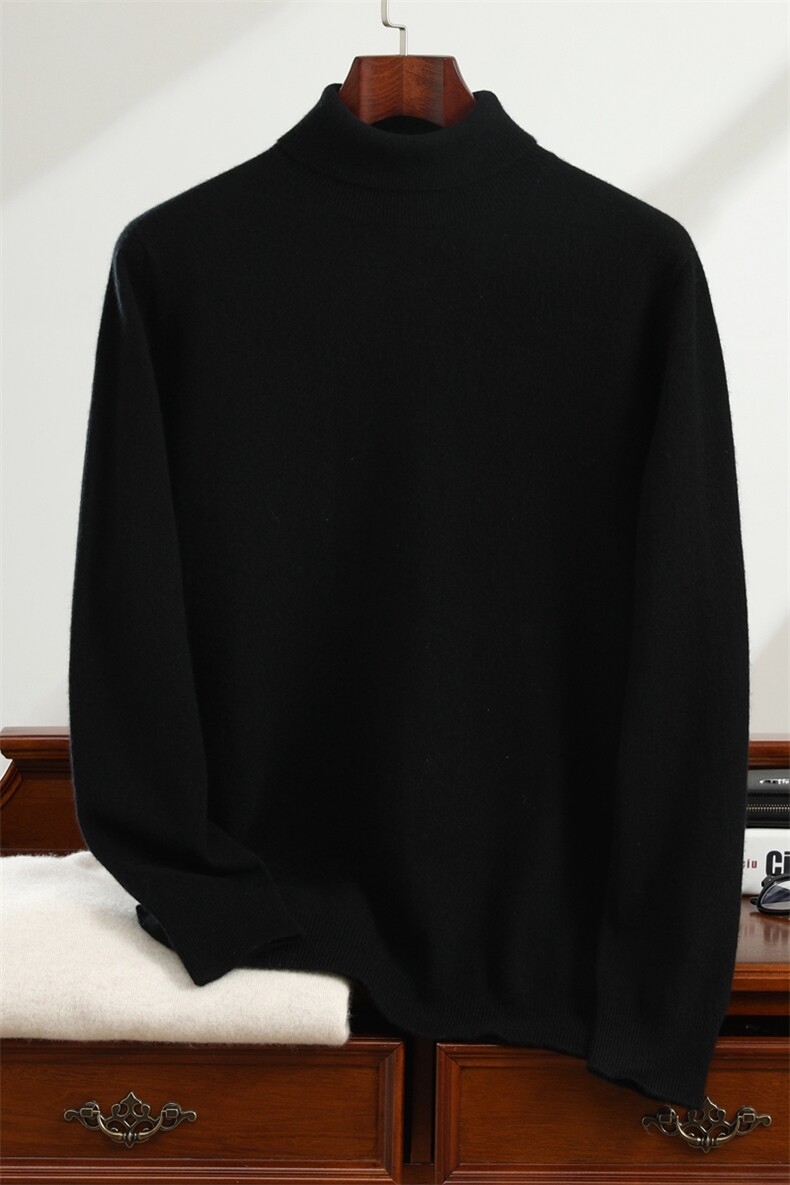 高品质男士纯色高领羊绒衫保暖舒适经典百搭尽显绅士风范,男装羊绒套衫,雪丹羊