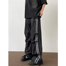 XZ502-K767-P45控68速干条纹撞色伞兵裤运动休闲裤尼龙阔腿裤3，男装休闲裤，星座502