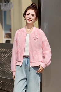 粉色小香风刺绣棒球服外套女2026春夏新款小个子百搭防晒薄款上衣图片