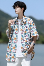 8XL-M花衬衫男短袖夏季薄款冰丝半袖宽松大码休闲外套DC28008P38，男装衬衫，电商B312