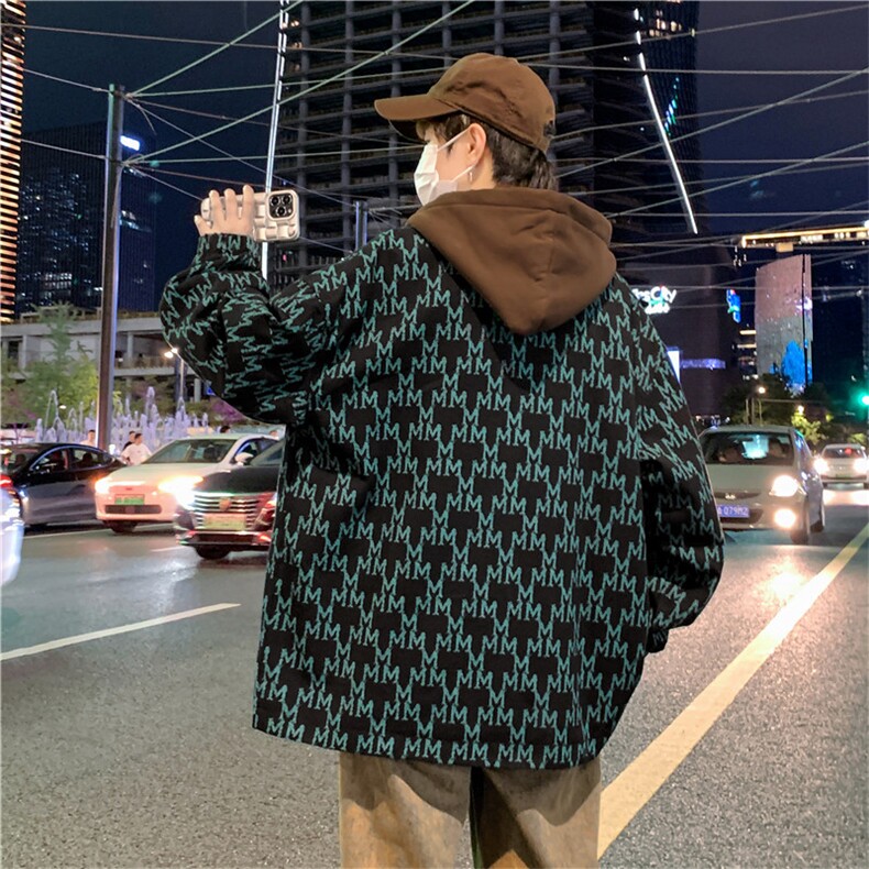 2025新款秋冬潮流提花夹克男高级感青少年长袖连帽外套JK3315-P75,男装夹克,星座1105-2