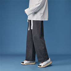 爆！春新品直筒牛仔裤宽松复古系带显瘦阔腿裤XN60P50控68，男装牛仔裤，A247A