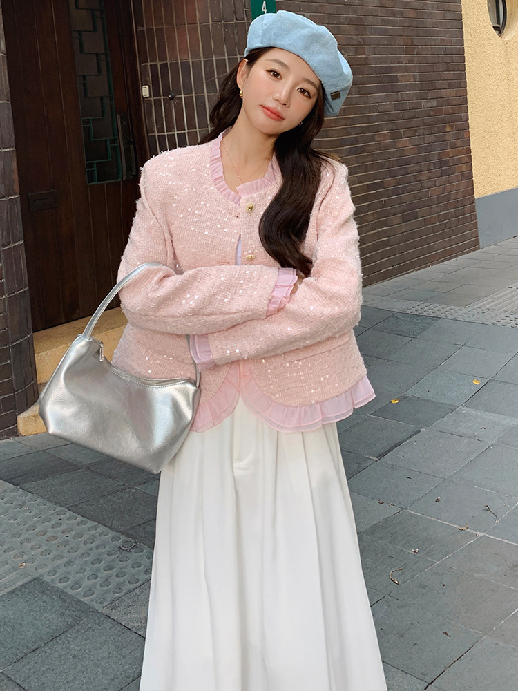 粉色法式气质小香风外套女2025春秋季新款高级感名媛显瘦短款上衣,女装短外套,浙宝305