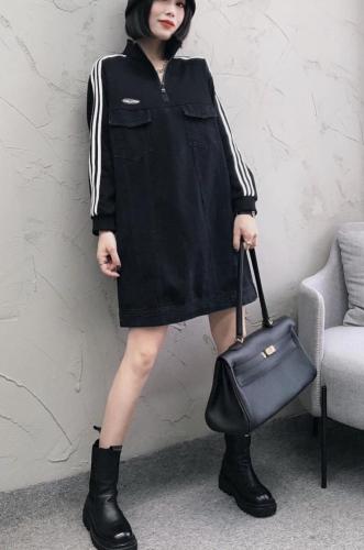 DG825韩版时尚拼牛仔连衣裙,女装连衣裙,L·H·X