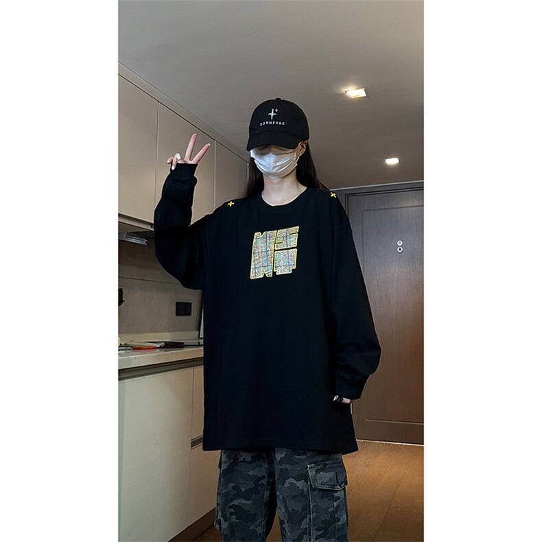 自家图现货纯棉情侣宽松圆领刺绣风卫衣T恤男女WY18-特P35控58,男装T恤,星座205-5