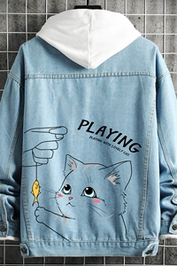 牛仔夹克男大码牛仔外套男茄克 NJ77129-P60加绒款-P75图片