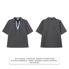 网络图现货系带V领假两件简约短袖T恤潮流百搭上衣RT330-P40，男装T恤，星座1005-4