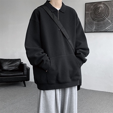8XL-M半拉链卫衣男日系复古翻领休闲百搭外套大码上衣服WY003P50，女装短外套，电商B312