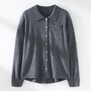 2025年秋季新款百搭女士polo平面衬衫，女装针织衫/毛衣，锦驼羊绒