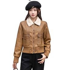 加绒皮衣女2024秋冬新款小个子加厚短款洋气机车服皮夹克棉衣外套，女装皮衣，跑量工厂店