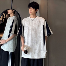 撞色拼接潮牌高街时尚脏脏灰百搭短袖美式复古T恤T909-P35，男装T恤，电商C307