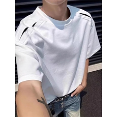 夏季新款解构分割短袖男装简约设计感休闲圆领T恤时尚TA207，男装T恤，星座1116A（原606A-3）