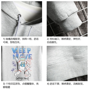 WY2175-P35 加绒款-P40 纯连帽卫衣男大码运动帽衫宽松薄 网格图片