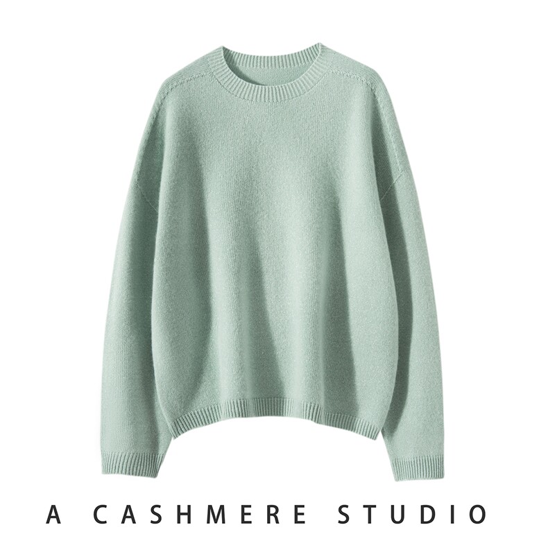 2025年秋季时尚百搭通勤简约休闲7针无缝金银丝圆领，女装羊绒衫，轻暖羊绒